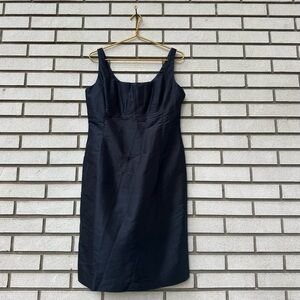 Valerie Stevens 100% Silk Black Sheath Dress Square Neck Classic Elegant Size 10